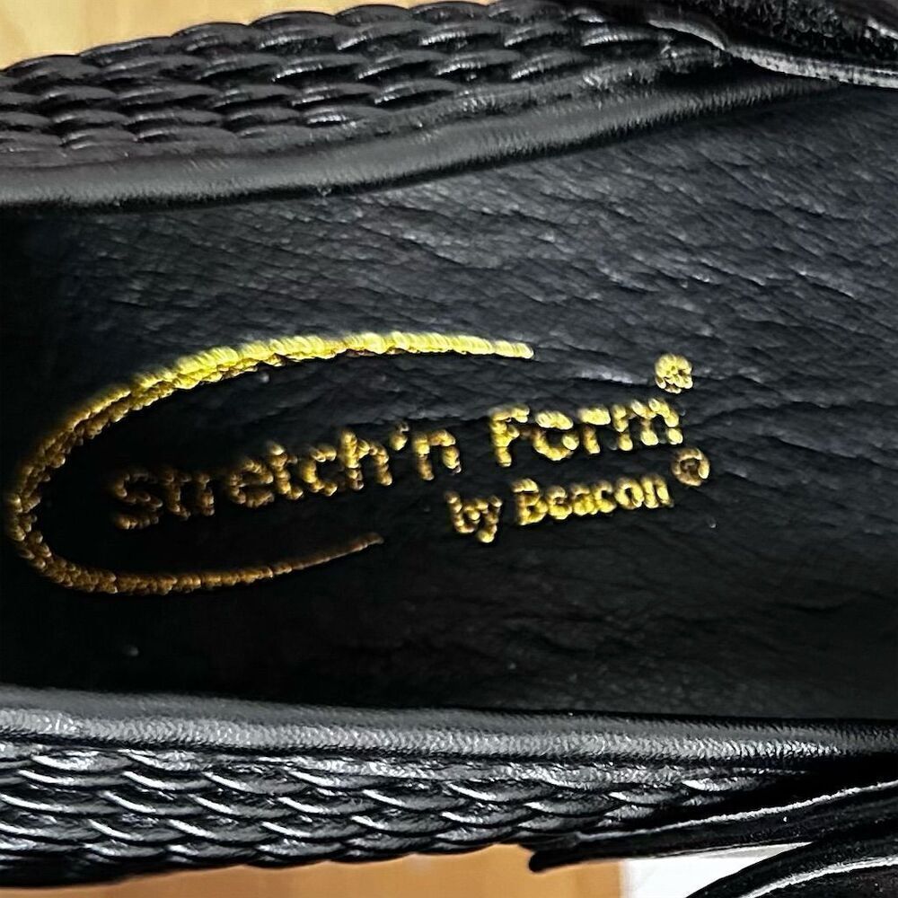 Beacon Black Stretch 'n Form Velcro Closure Mary Jane Woven Flats Shoes - Picture 7 of 11